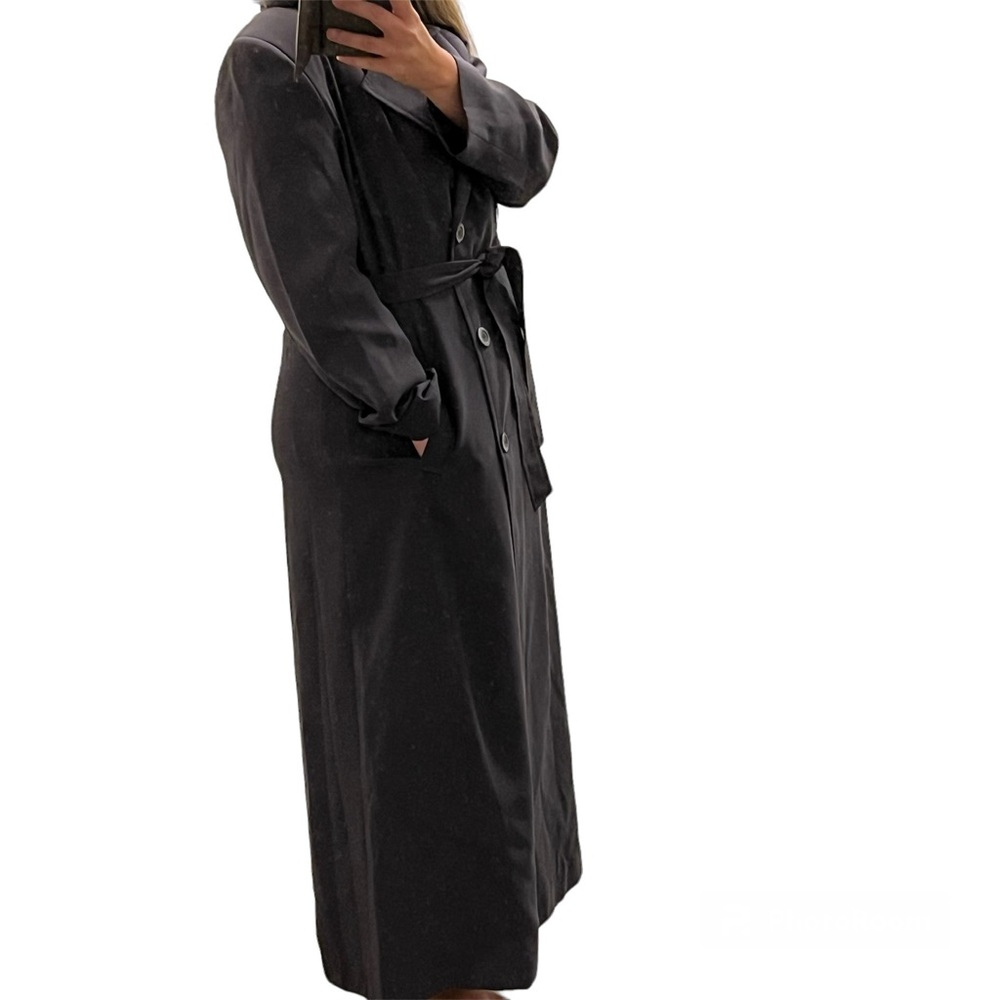 NOVELTI (Eaton’s) Vintage Grey Double-Breasted Long Trench Coat – Size 12 – VGUC